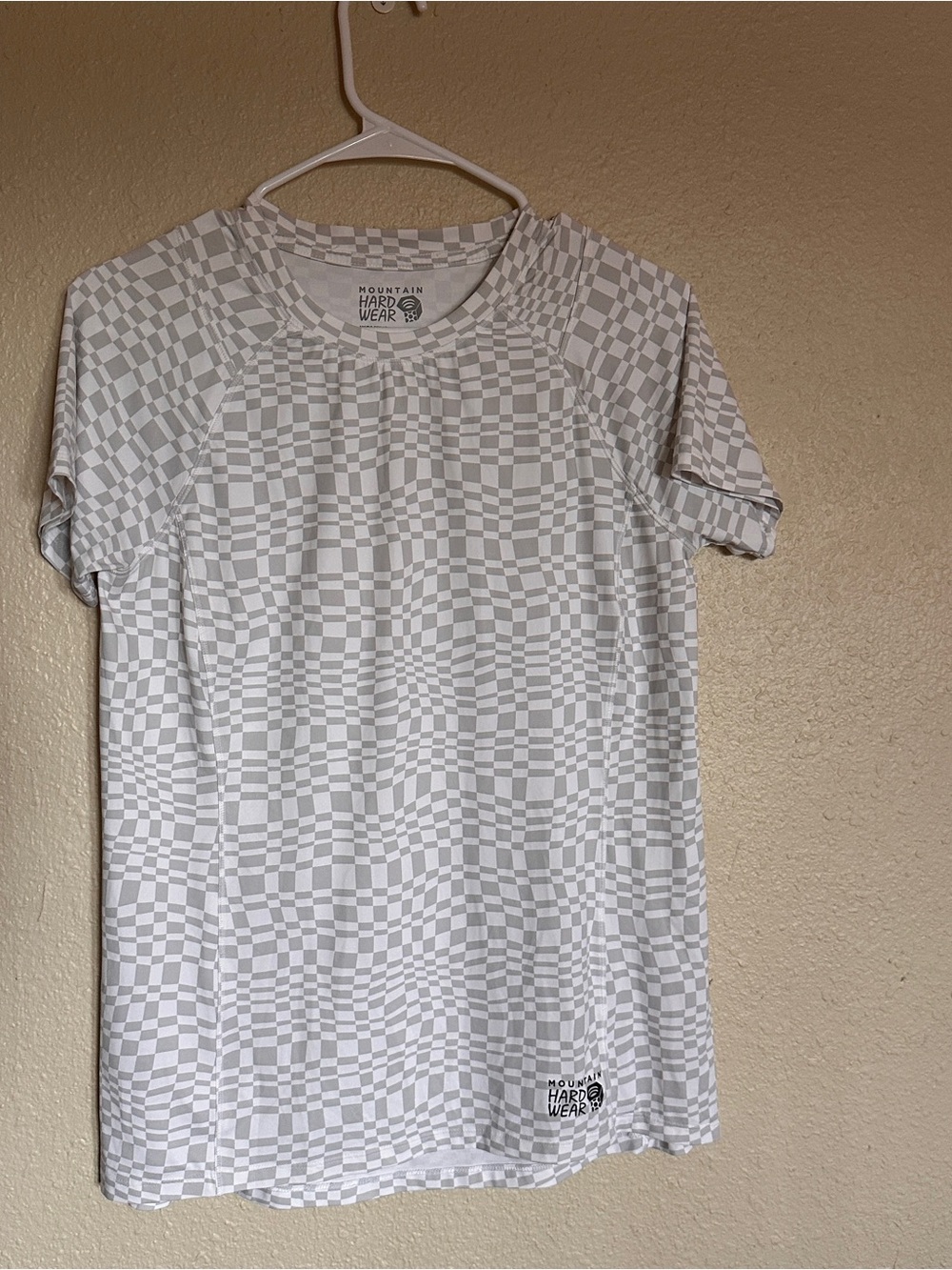 Mountain Hardwear White and Light Gray Checkerboard Women's Tee
